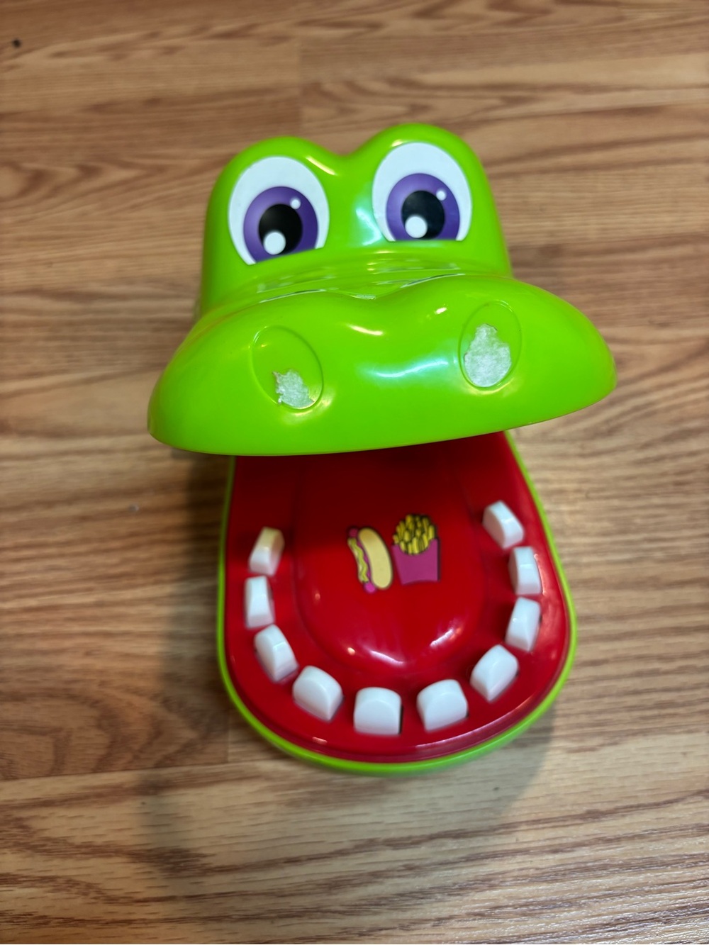 Hasbro Large Bright Green Crocodile Bite Game with Red Mouth approximately 10”